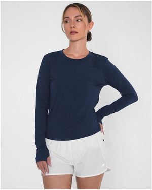 Rebody Active Raya Mid Length Compression Nylon Long Sleeve Top - Blue