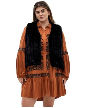 City Chic Plus Size Eve Faux Fur Vest - Orange