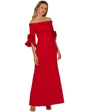 Adrianna Papell Rosette Off-the-shoulder Gown - Red