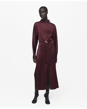 Mango Belt Satin Dress - Red