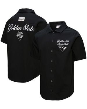 Mitchell & Ness Golden State Warriors Hardwood Classics Camp Shirt - Black