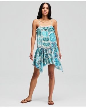 And Now This Paisley Handkerchief-hem A-line Dress - Blue