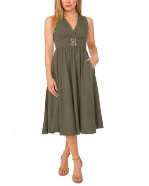Msk Petite Sleeveless Buckle-waist Midi Dress - Green