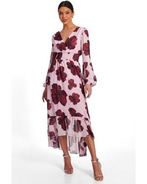 Quiz Chiffon Wrap Midi Dress - Red