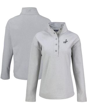 Cutter & Buck Los Angeles Dodgers Hunts Point Eco Half-snap Jacket - Gray