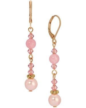2028 Gold Tone Bead Drop Earrings - White