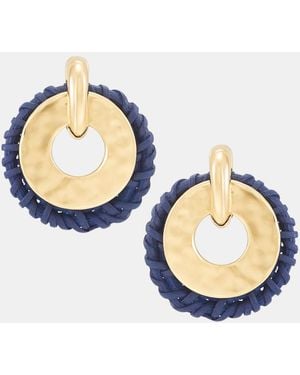 Style & Co. Gold-tone Braided Doorknocker Earrings - Blue
