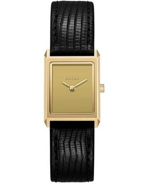 Breda Quartz Virgil And Black Leather Band Watch 20mm - White