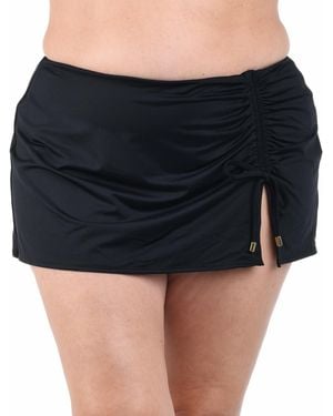 La Blanca Plus Size Island Goddess Adjustable Tunnel Swim Skirt - Black
