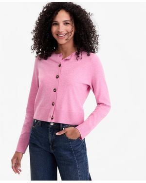 On 34th Cropped Crewneck Cardigan - Pink