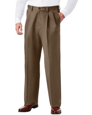 Kingsize Big & Tall Relaxed Fit Wrinkle-free Expandable Waist Pleated Pants - Natural
