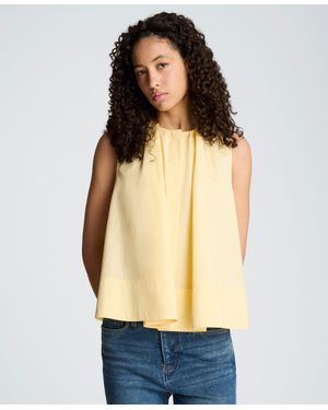 Kenneth Cole Sleeveless Paperbag Neck Top - Natural