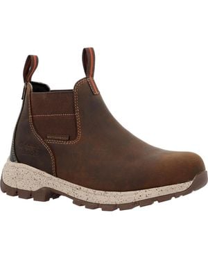 Georgia Boot Eagle Trail Waterproof Alloy Toe Chelsea Work Boot - Brown