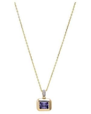 By Adina Eden Cz 14k Gold Plated Amethyst Emerald Cut Pendant Necklace - Metallic