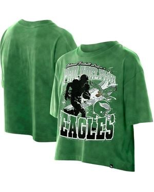 KTZ Philadelphia Eagles Cropped Boxy Sport Classics Mineral Wash T-shirt - Green