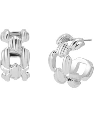 Robert Lee Morris Ribbed Link Hoop Earrings - Metallic