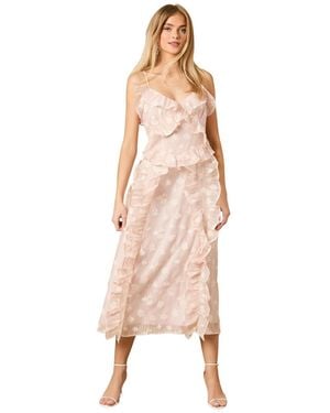 Oasis Ruffle Front V-neck Strappy Midi Dress - Pink