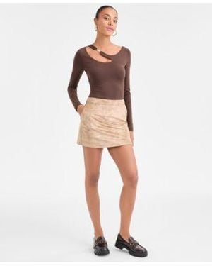 Guess Eleanor Buckle Strap Top Camryn Faux Suede Mini Skirt - Natural