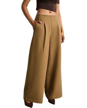 Warehouse Premium Wide Leg Tailored Pants - Natural