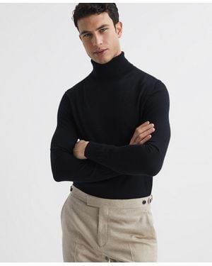 Reiss Slim Fit Merino Wool Roll Neck Sweater - Blue