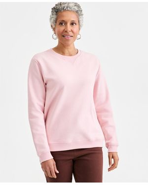 Style & Co. Long-sleeve Crewneck Sweatshirt - Pink