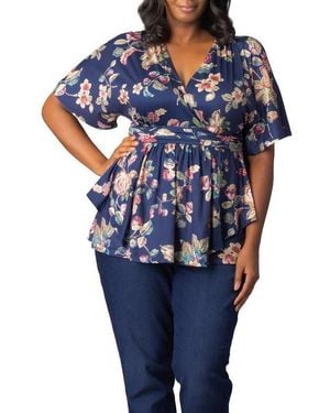 Kiyonna Plus Size Encore Short Sleeve Printed Top - Black