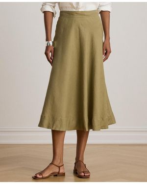 Ralph Lauren Petite Drapey A-line Midi Skirt - Green