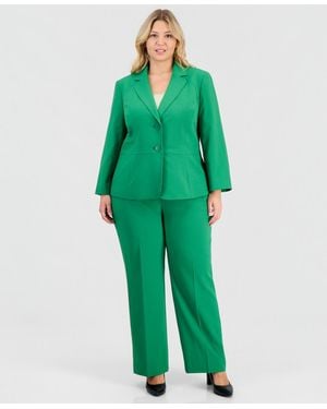Le Suit Plus Size Two-button Waist-inset Pantsuit - Green