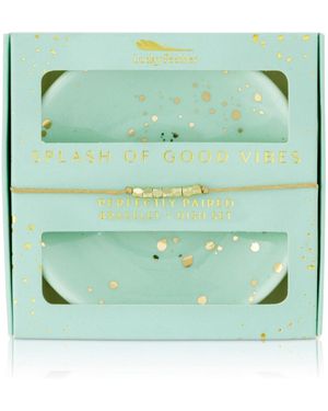 Lucky Feather Bracelet + Dish Set - Green