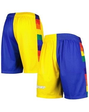 Mitchell & Ness Royal And Gold Denver nuggets Hardwood Classics 1991 Split Swingman Shorts - Yellow