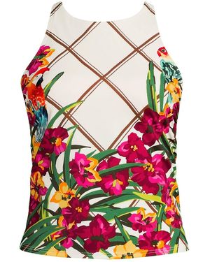 Lands' End Tugless High Neck Strappy Back Tankini Top - Red