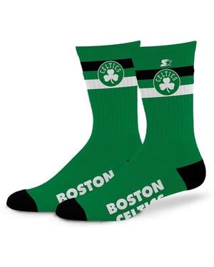 Starter And Boston Celtics Team Color Two-stripe Crew Socks - Green