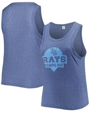 Soft As A Grape Tampa Bay Rays Plus Size High Neck Tri-blend Tank Top - Blue