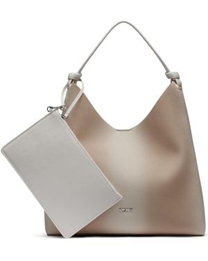 DKNY Paula Polyurethane Large Hobo Handbag - Gray