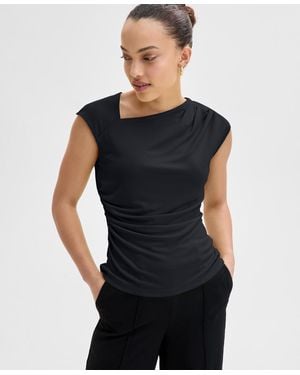 INC International Concepts Petite Asymmetric Draped Top - Black