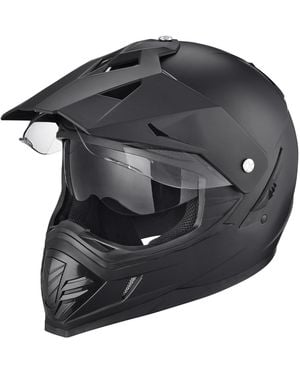 Ahr Dual Sport Full Face Motorcycle Helmet Motocross Offroad Bike W/ Sun Visor - Gray