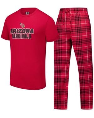 Concepts Sport 2-piece /black Arizona S Vector Top And Flannel Pants Sleep Set - Red