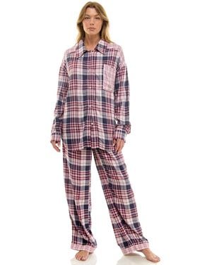 Roudelain 2-piece Color Blocked Collared Pajama Set