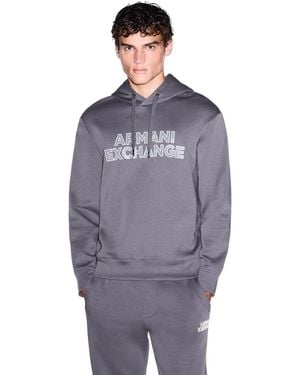 ARMANI EXCHANGE | Sttement Logo Cotton-blend Hoodie - Blue