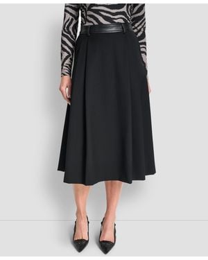 DKNY Pleated Midi Skirt - Black