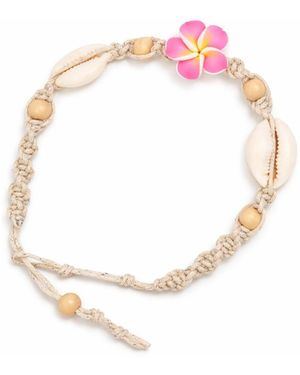 Rebl Jewelry Beaded Shell Flower Anklet - Pink