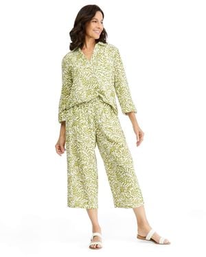 Style & Co. Printed Cotton Gauze Wide-leg Capri - Green