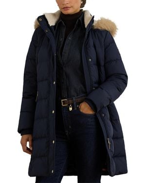 Ralph Lauren Hooded Down Channel-quilted Coat - Blue