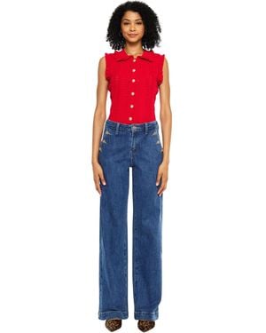 Kancan Sol High Rise Wide Leg Trouser Jeans - Red