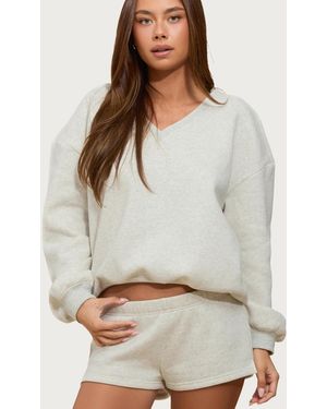 Edikted Bronte V Neck Sweatshirt - Gray