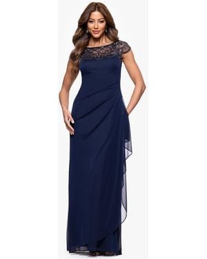 Xscape Petite Short-sleeve Boat Neck Dress - Blue