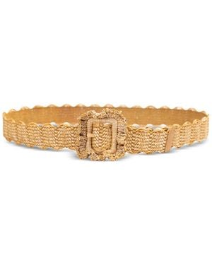 Sam Edelman Scalloped Edge Raffia Woven Belt - Natural
