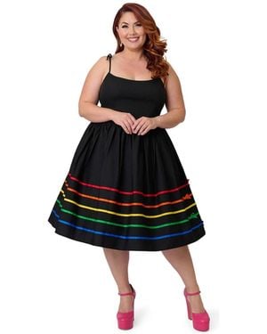 Unique Vintage Plus Size 1950s Bobbie Swing Dress - Black