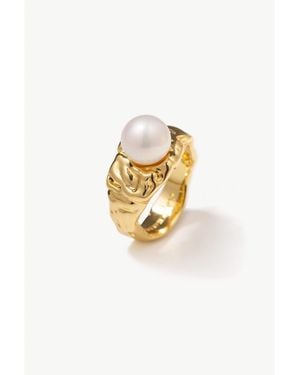 Classicharms Nora Freshwater Pearl Molten Statement Ring - White