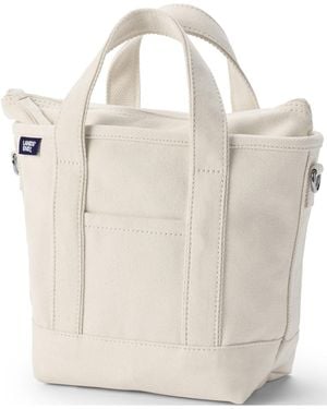 Lands' End Small 3 Pocket Zip Top Canvas Tote Bag - Natural